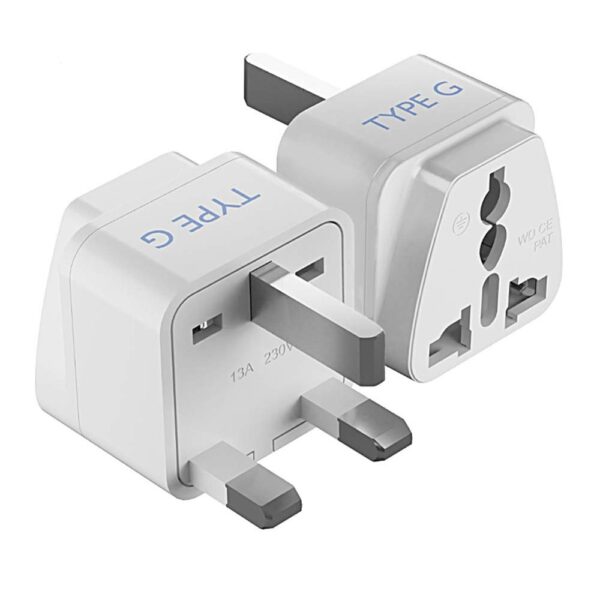 Ceptics Type G UK Adapter for Indian Pins , India to Hong Kong, UAE, Dubai Travel - Perfect for Laptop, Camera, Charger - CE - RoHS - 2 Pack -White - 5 Years Warranty