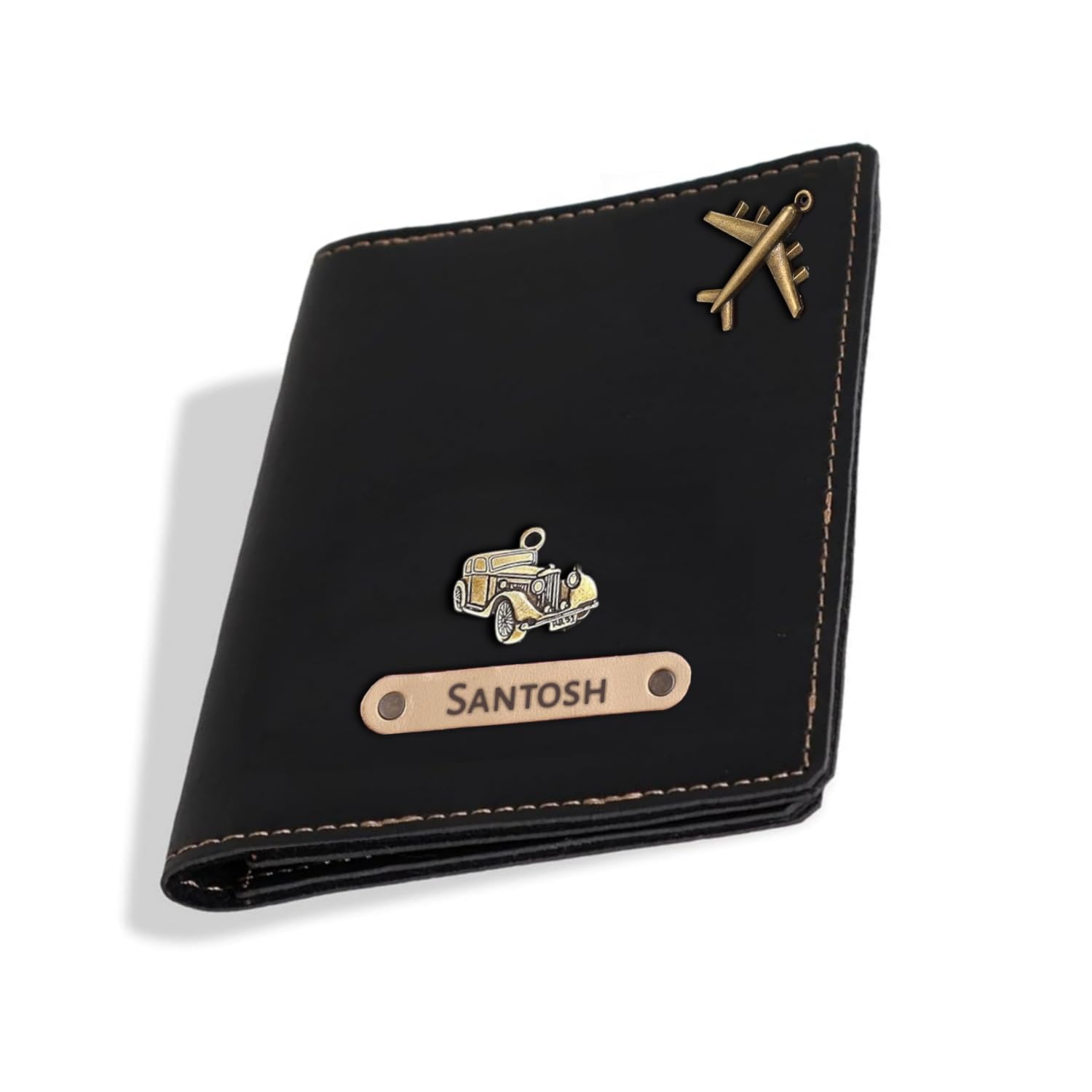 Customised Passport Cover Holder Personalised Name & Charm Leather Passport Customised Passport Cover Holder Personalised Name & Charm Leather Passport Cover Holder for Men & Women Black | Customised Passport Holder for Gift