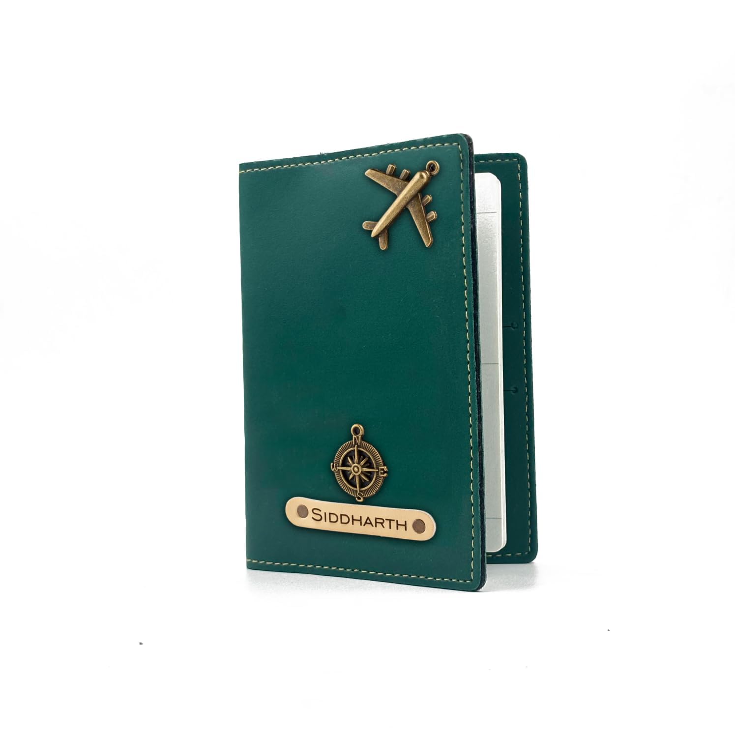 Customised Passport Cover Holder with Personalised Name & Charm Leather Customised Passport Cover Holder with Personalised Name & Charm Leather Passport Cover Holder for Men & Women | Customised Passport Holder for Gift - Tan