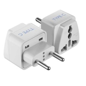 European Plug Adapter, Ceptics India to Russia, Europe, Turkey & More - Type C - Perfect for Laptop, Camera Charger and More - CE Certified - RoHS Compliant -2 Pack -White