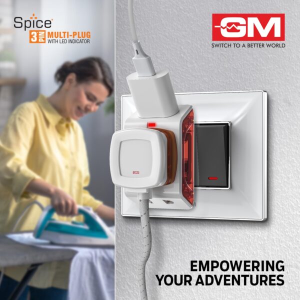 GM 3017 Plastic 3 Pin Multi Plug Travel Adaptors White and Red