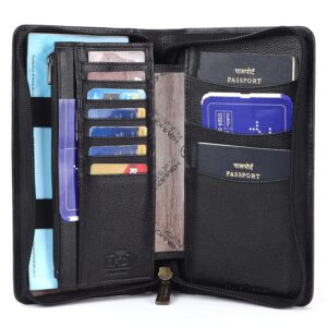 HAMMONDS FLYCATCHER Genuine Leather Passport Cover for Men, Passport Cover for Women, RFID Passport Holder for Men Travel Accessories for Men, Passport Bag for Men, 7 ATM Card Slots - Black