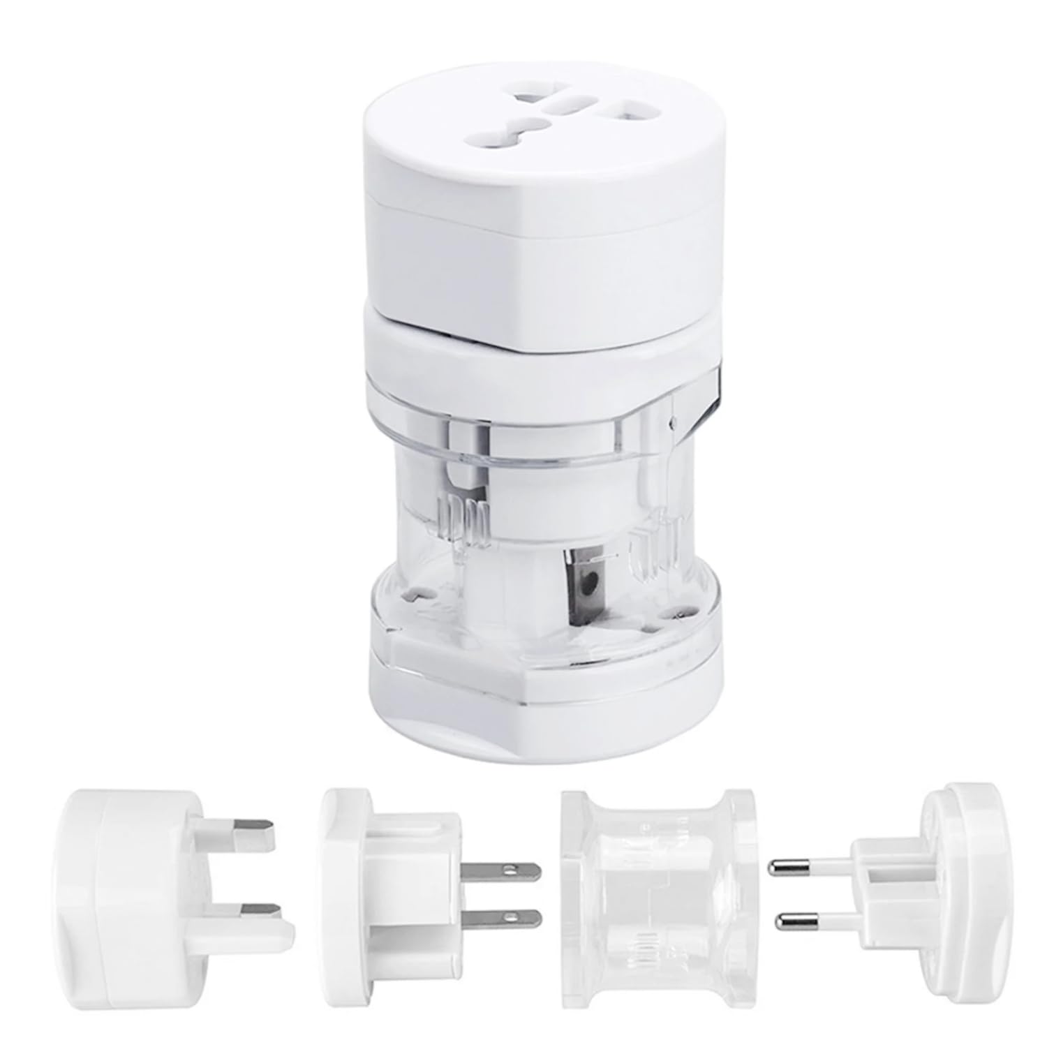HUMBLE Universal Travel Adapter - International Multipurpose All-in-One Solution for US, AUS, UK, EU, NZ, Europe, North/South America & 150+ Countries (Round) (White)