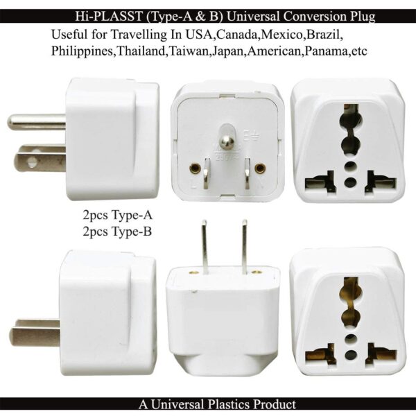 Hi PLASST India to USA Converter Plug Pack of 4 Type A Type B US Canada Travel Adapter Universal Socket USA Canada Mexico Brazil Philippines Thailand Taiwan Japan PanamaType A B 2pcs Each