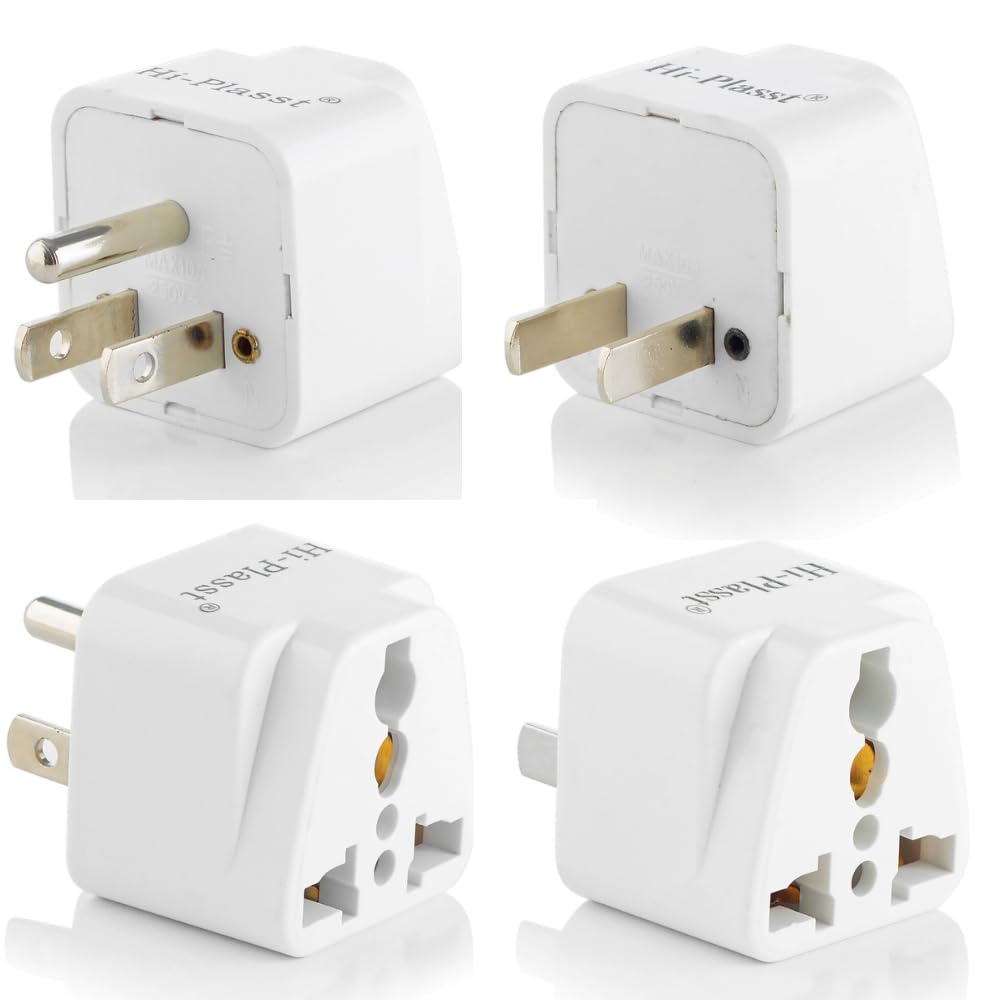 Hi-PLASST India to USA Converter Plug (Pack of 4) Type-A & Type-B US Canada Travel Adapter, Universal Socket USA Canada Mexico Brazil Philippines Thailand Taiwan Japan Panama(Type A & B-2pcs Each)