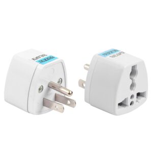 Hi-Plasst Type B Converter | India to USA Plug Adapter 2-Pack : Universal Travel Adapter for USA, Canada, Mexico, Japan, Thailand, Brazil, Philippines, Cuba, Taiwan, Panama | Laptop, Camera, Chargers