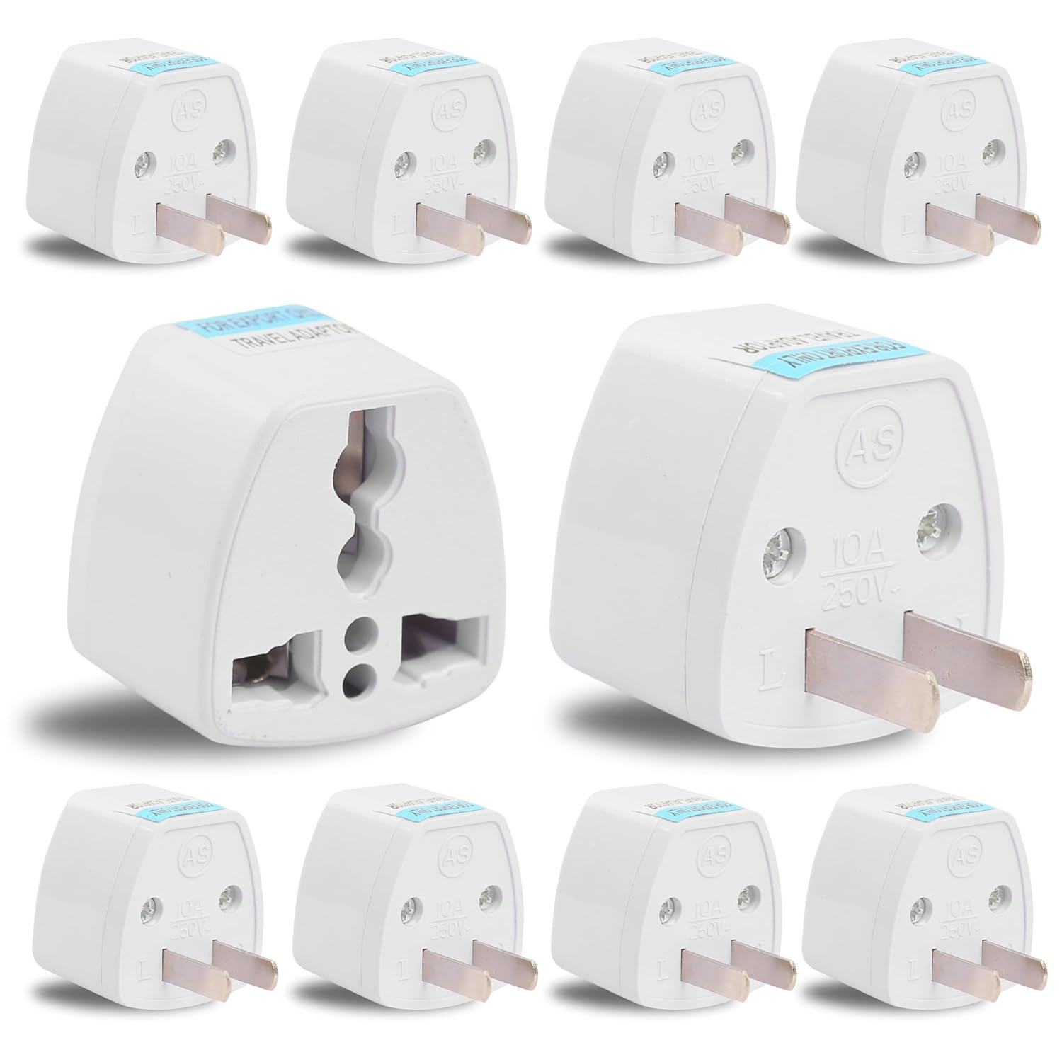 India to USA Converter Plug | Travel Adapter 10-Pack: Universal Type A Plug Adapter for US, Canada, Mexico, Japan, Thailand | for Indian Decices | Compatible with Laptop, Camera, Chargers (10A 250V)