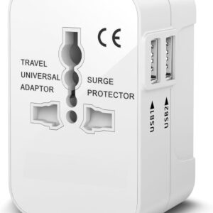 Jaysons Universal Travel Adapter, International All in One Worldwide Travel Adapter and Wall Charger with USB Ports with Multi Type Power Outlet USB 2.1A,100-250 Voltage Travel Charger