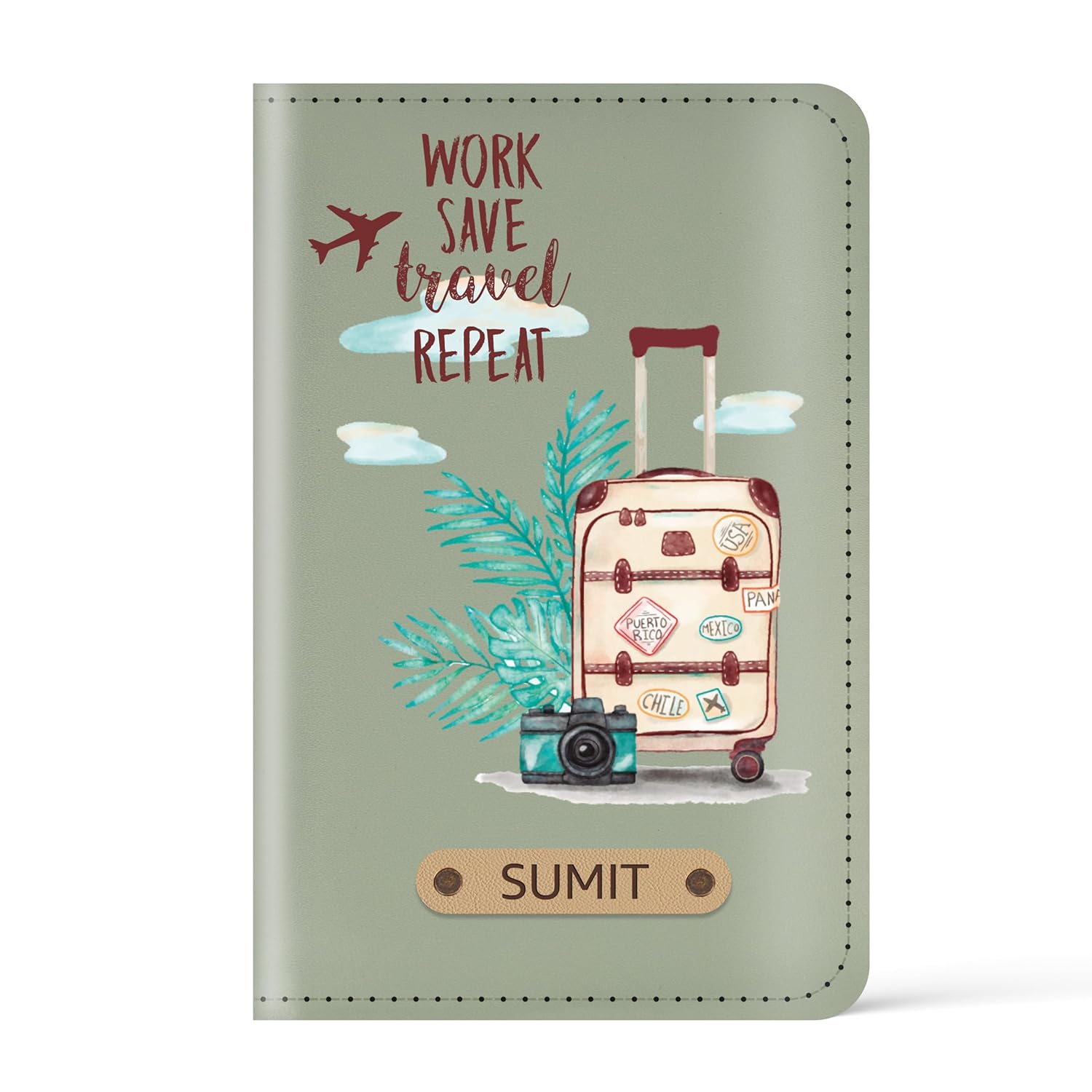 Mekhush Unisex-Adult Personalized Printed Leather Passport Cover With Customised Name Mekhush Unisex-Adult Personalized Printed Leather Passport Cover With Customised Name | Printed Travel Quote On Passport Holder (Design 03, Mint Green)