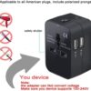 RuvAm 5 in 1 Universal Travel Adapter with Type C International Travel Adapter 2X USB A and 2X USB C 3.4A Universal Socket for USA UK Europe More – CE FCC Certified 3 Year Warranty