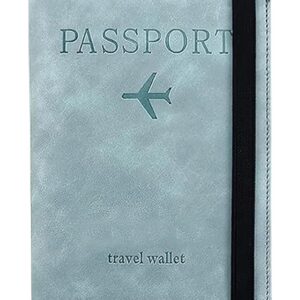 Stealodeal RFID Protector Sky Blue Passport Holder Travel Wallet Organiser, Passport Case with PU Leather Travel Document Holder for Men & Women Travel Accessories