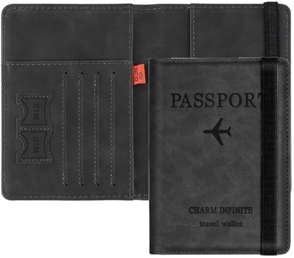 TEKCOOL Passport Holder Cover Travel Wallet Organiser, Passport Case with RFID Blocking, PU Leather Travel Document Holder for Men & Women Travel Accessories (Black)