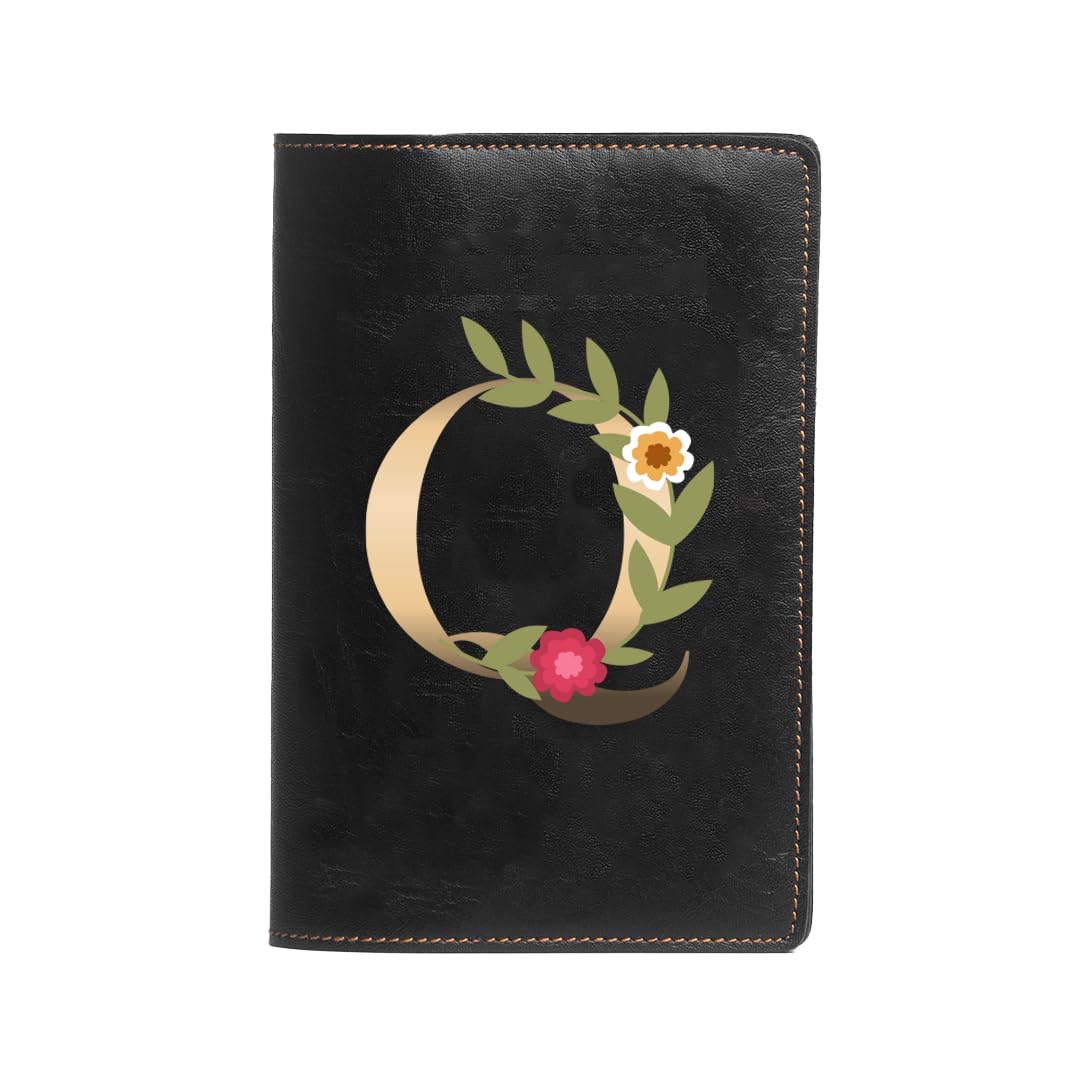 The Messy Corner Blossom Passport Cover | Travel Accessories Organizer The Messy Corner Blossom Passport Cover | Travel Accessories Organizer with Name Initials- Q | For Men & Women | Vegan Leather Passport Holder | Passport Cover with Card Slots| Handcrafted Gift |Black