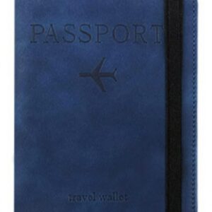 VOGARD Slim Leather Travel Passport Wallet Casual Solid Credit Card Holder Money Wallet ID Multifunction Documents Flight License Purse - Deep Blue……