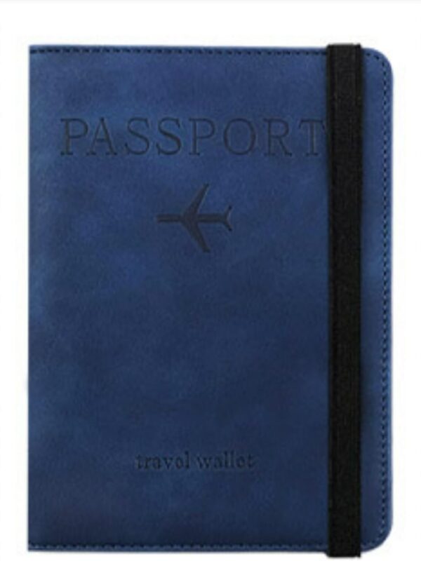 VOGARD Slim Leather Travel Passport Wallet Casual Solid Credit Card Holder Money Wallet ID Multifunction Documents Flight License Purse - Deep Blue……