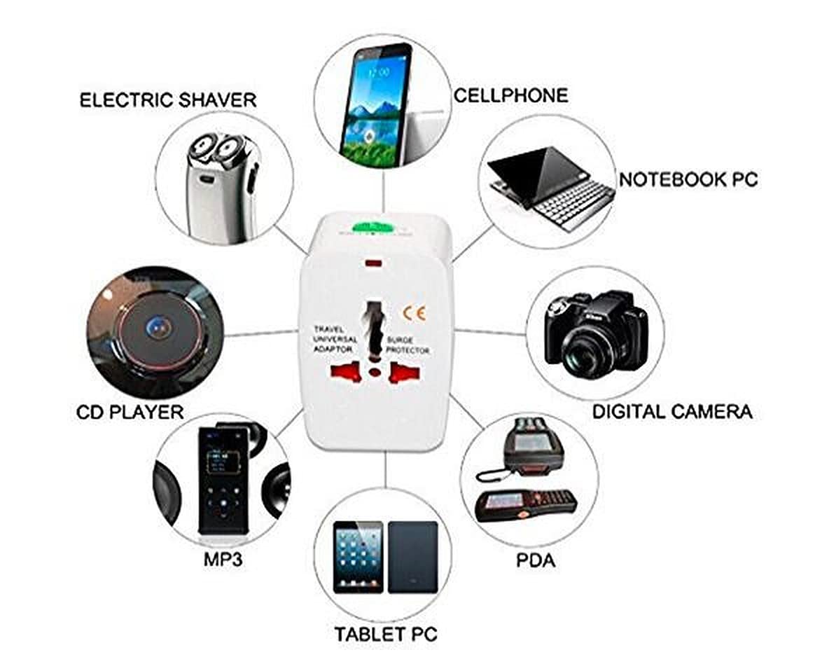 1748809362 SKADIOO Universal Charger Adapter 240V 2 Years Warranty Universal Travel Adapter All in One International Travel Adapter for 150 Countries Set of 1 White