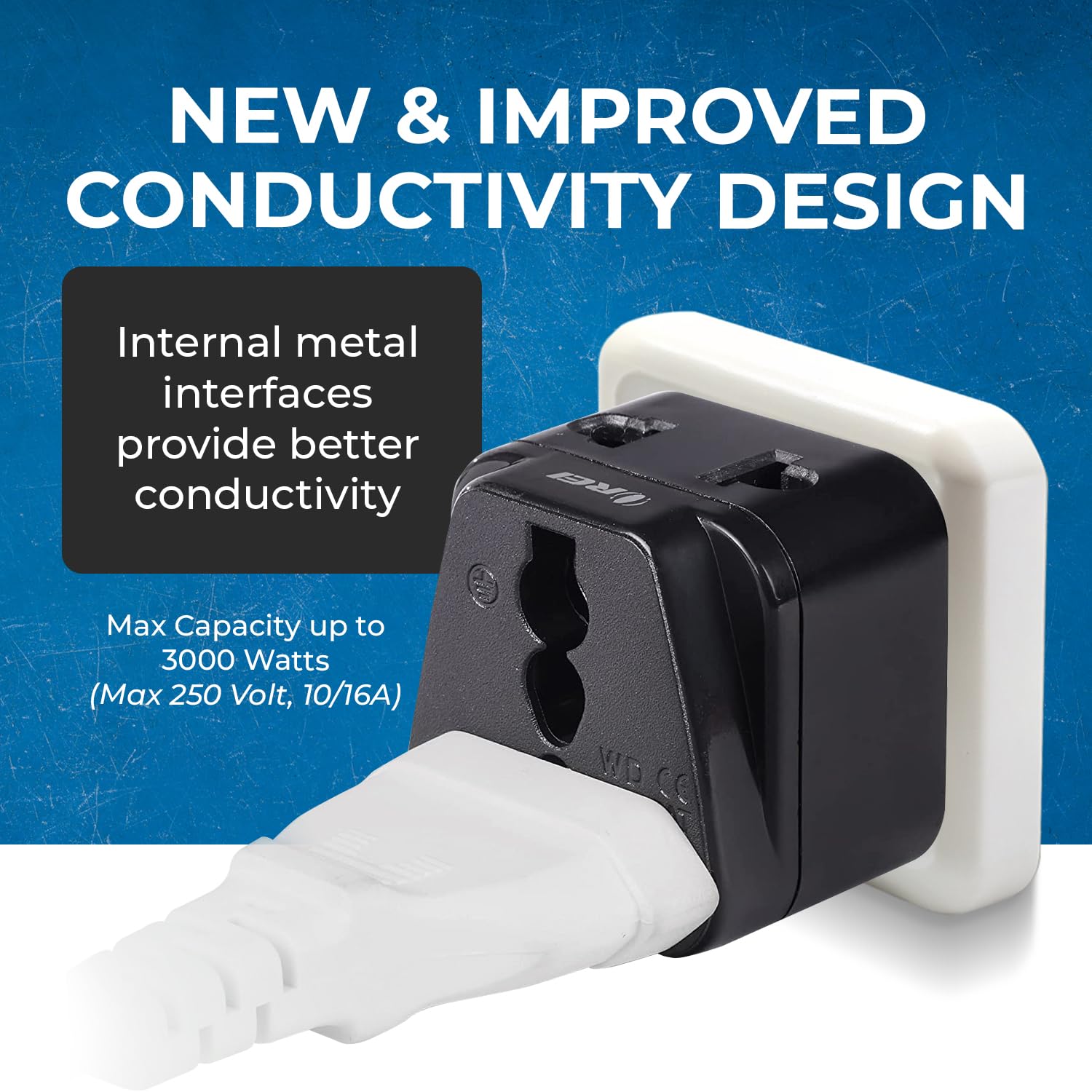 1749097162 OREI India Europe Travel Adapter India to Europe Schuko Plug Type EF European Plug Adapter 2 in 1 Perfect for Laptop Camera Charger and More CE RoHS Black 5 Years Warranty