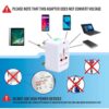 1749183594 SKADIOO Universal Travel Adapter Plug All in One International Power Converter for US UK EU AUS Europe North South America 150 Countries Fast Charging Compact for Smartphones Laptops