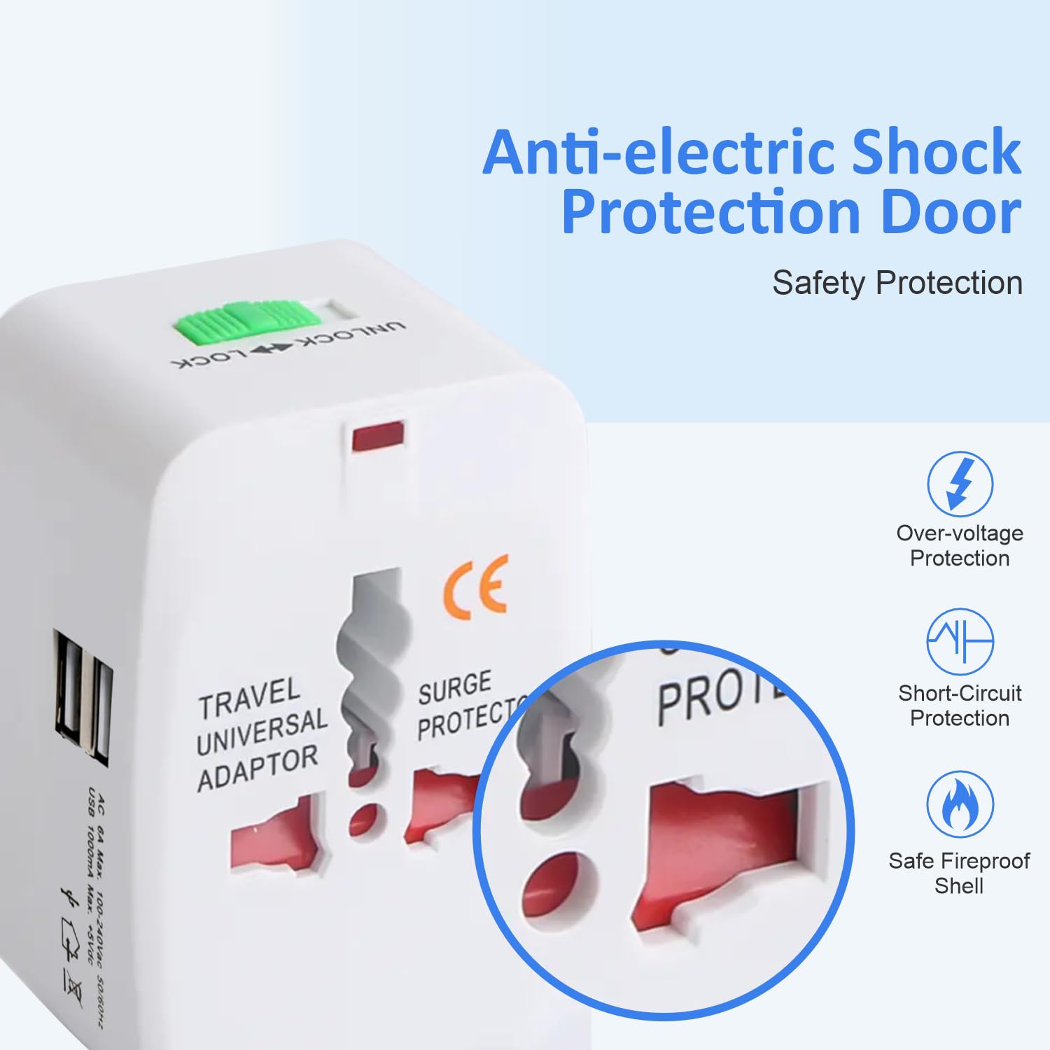 1749792085 HUMBLE Universal Travel Adapter with Dual USB Charger Ports International Multipurpose All in One Solution for US AUS UK EU Europe NorthSouth America 150 Countries Rectangle