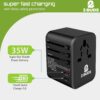 1750138752 2Buds GEN 4 35.5W 6 in 1 International Travel Adapter with Universal Adapter Plug Socket 2 x USB C Ports 3 x USB A with 1 PD 8A Dual Fuse – US UK Europe Worldwide Travel Adapter
