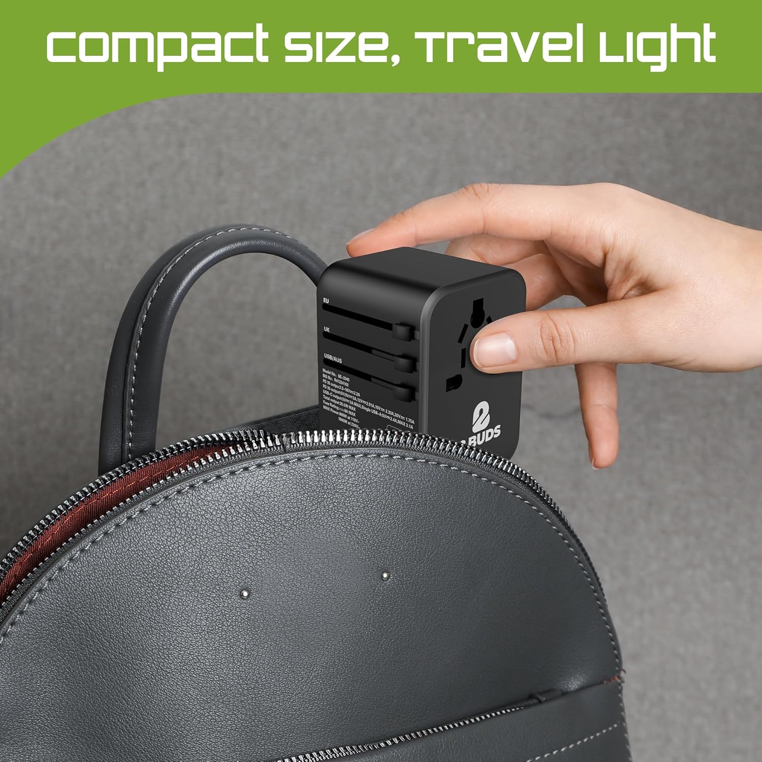 1750138805 2Buds GEN 4 35.5W 6 in 1 International Travel Adapter with Universal Adapter Plug Socket 2 x USB C Ports 3 x USB A with 1 PD 8A Dual Fuse – US UK Europe Worldwide Travel Adapter