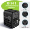 2Buds GEN 4 35.5W 6 in 1 International Travel Adapter with Universal Adapter Plug Socket 2 x USB C Ports 3 x USB A with 1 PD 8A Dual Fuse – US UK Europe Worldwide Travel Adapter