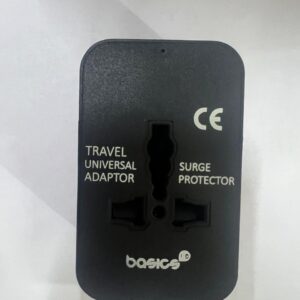 Basics India Universal Travel Adapter with Surge Protection & USB-C Charging – All-in-One Global Power Converter/Compatible with Smartphones, Laptops, Camera, Mobiles, Tablets (Black)