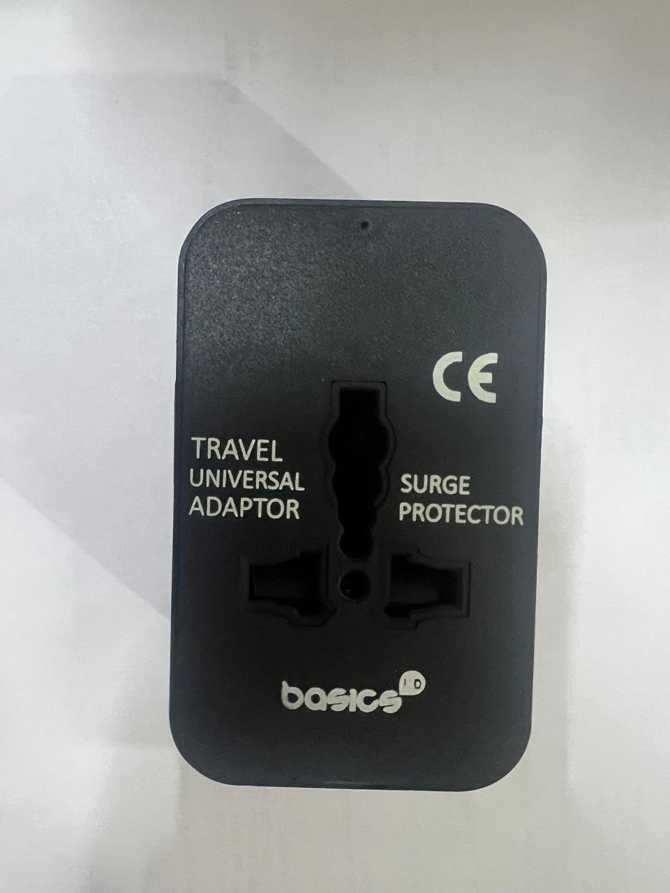 Basics India Universal Travel Adapter with Surge Protection & USB-C Charging – All-in-One Global Power Converter/Compatible with Smartphones, Laptops, Camera, Mobiles, Tablets (Black)