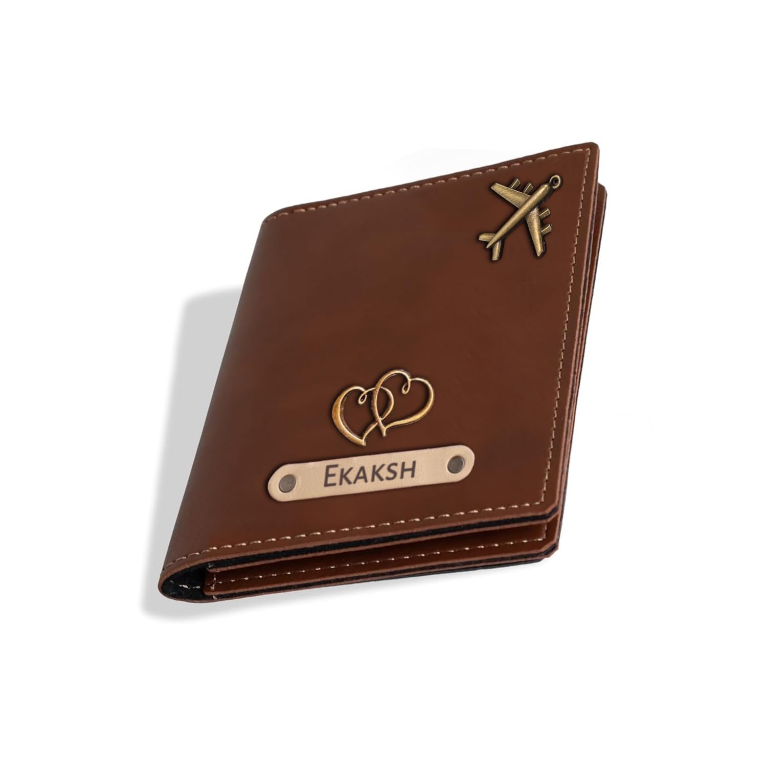 Customised Passport Cover Holder Personalised Name & Charm Leather Passport Customised Passport Cover Holder Personalised Name & Charm Leather Passport Cover Holder for Men & Women (Brown) Customised Passport Holder for Gift