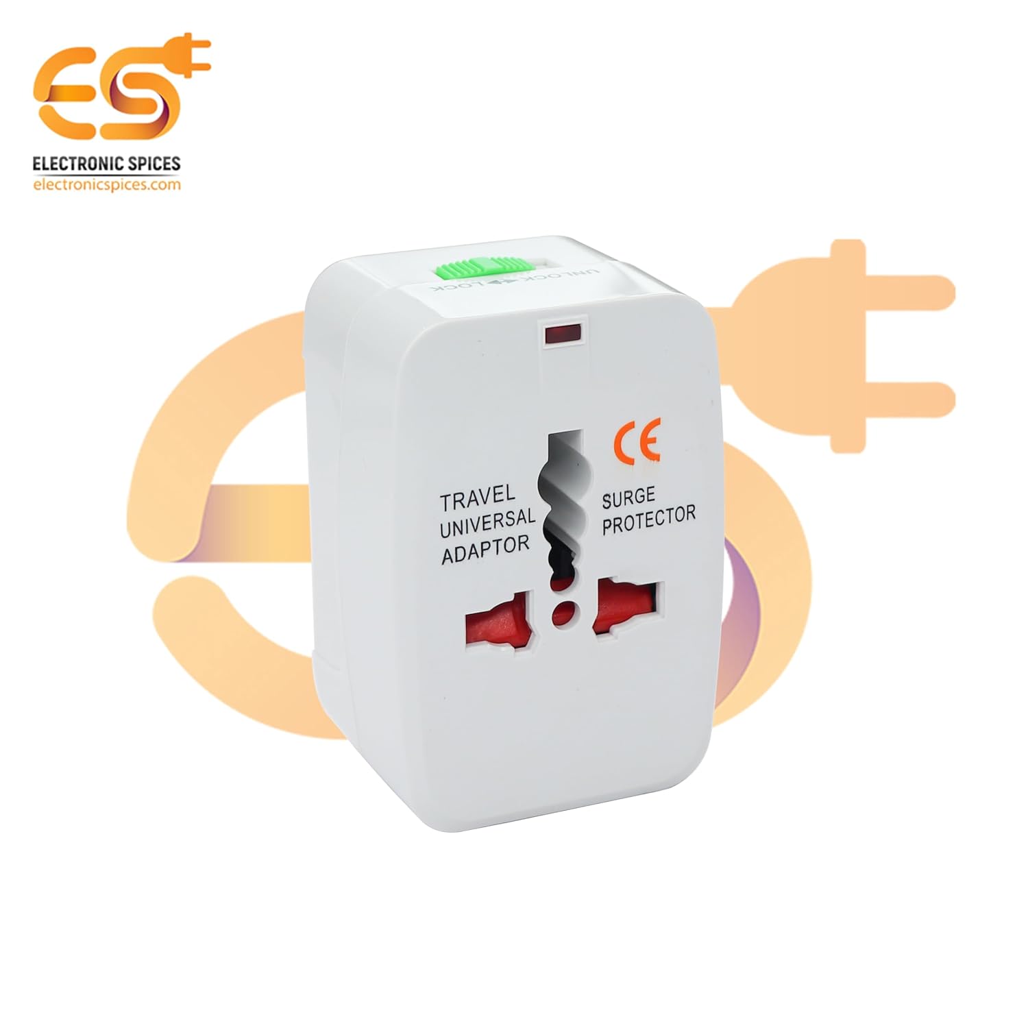 Electronic Spices Universal Travel Adapter Surge Protector International Adapter All in One Adapter Plug White