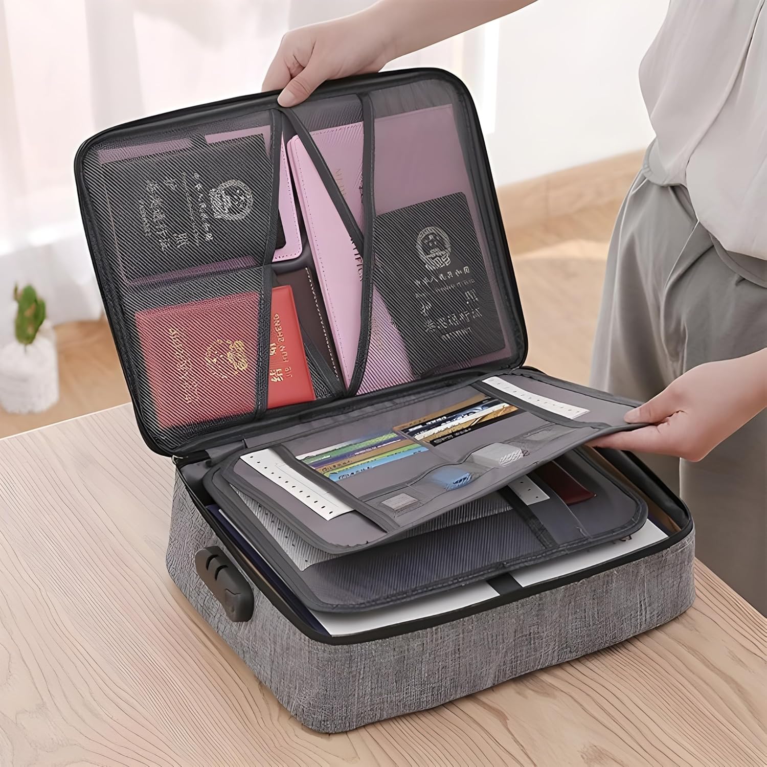 GTC Waterproof Passport Document Holder Travel Organizer Bag with Lock File Bag TSA Approved case FBG 098