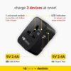 Gotrippin Universal Travel Adapter All in One 12W Type C 12W USB A 5V2.4A 3 in 1 International Worldwide Charger Multi Plug and Travel Essentials for USA Canada UK Europe 10 Yr Warranty