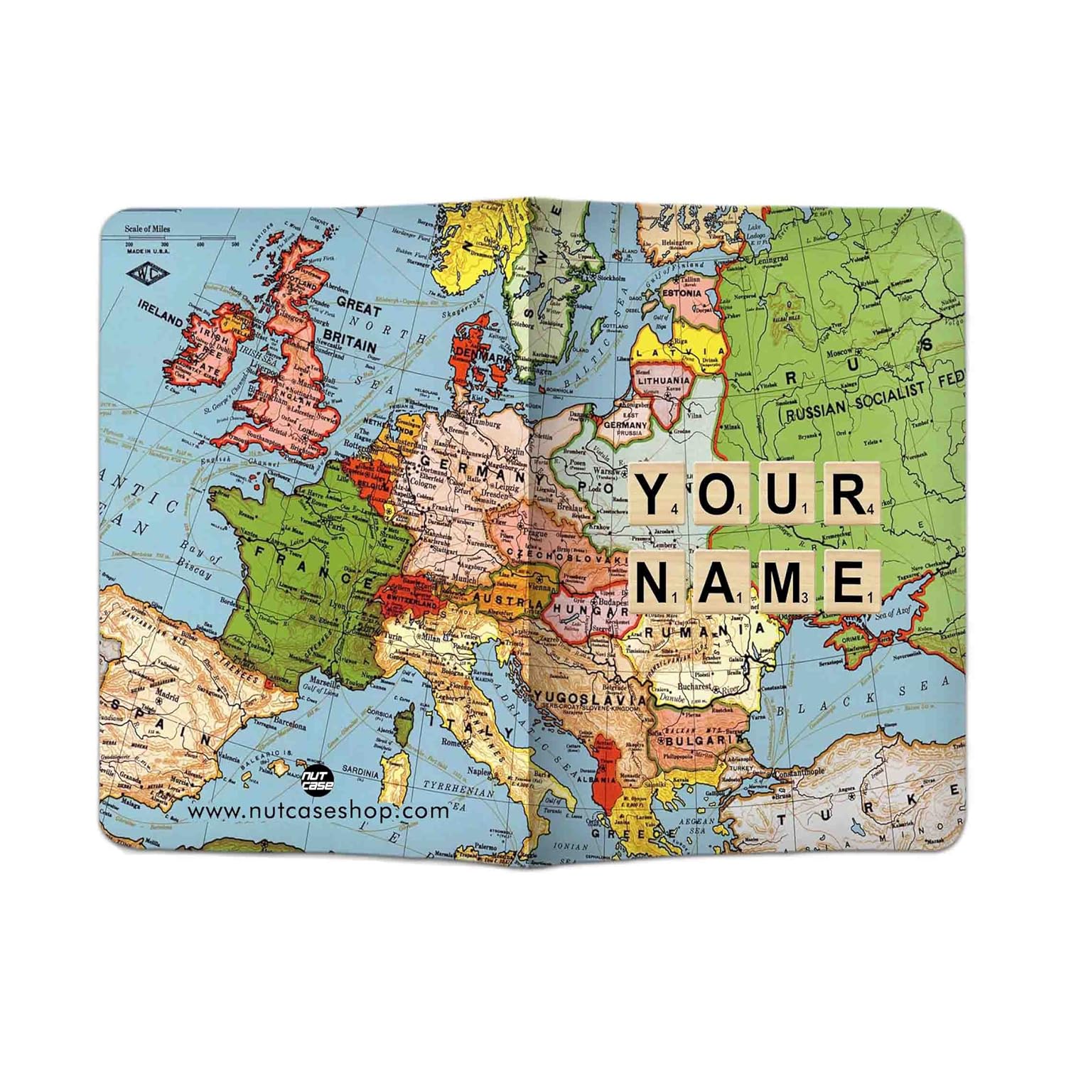 Nutcase Personalized Passport Holder Passport Cover PU Leather Polyfabric Travel Wallet Case Add Your Name