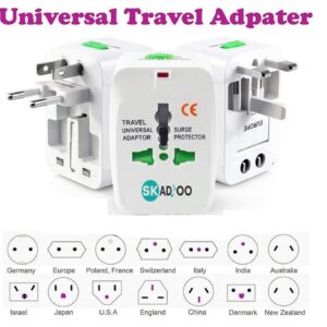 SKADIOO Universal Charger Adapter 240V | 2 Years Warranty | Universal Travel Adapter All in One, International Travel Adapter for 150+ Countries (Set of 1, White)